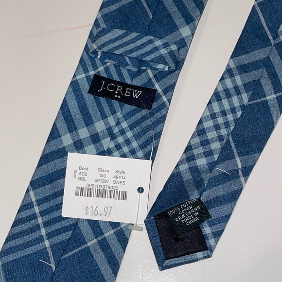 J.Crew Blue Pattern Plaid Tie - Picture 6 of 7